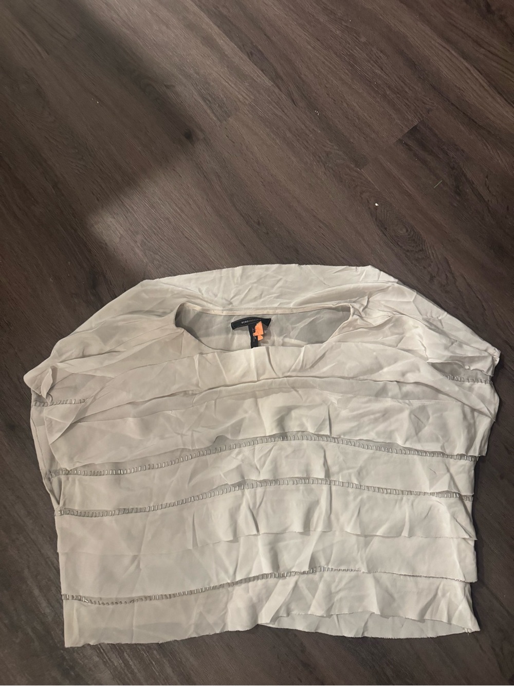 BCBGMaxAzria White Layered Short Sleeve Blouse